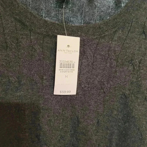 NWT Anne Taylor gray cable sweater women's size Medium, perfect for fall $20 - Picture 2 of 4